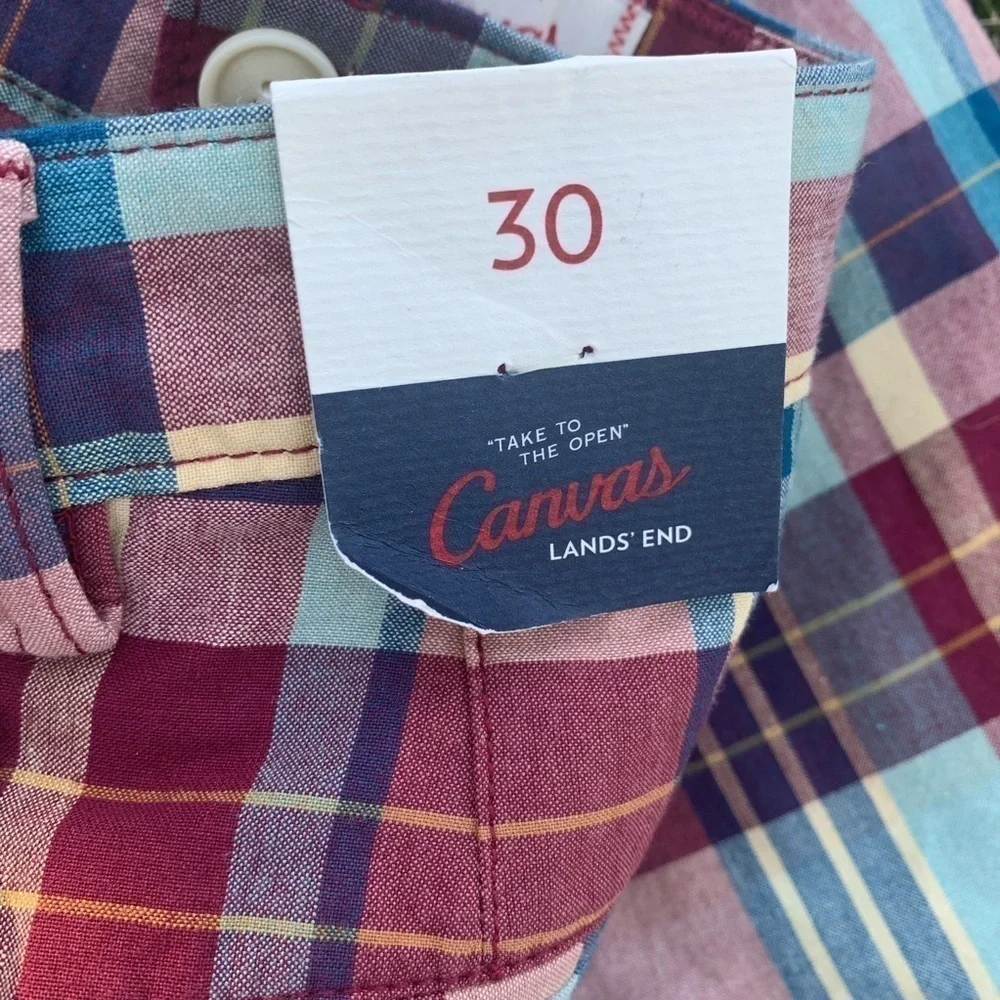 Land’s End Canvas Madras Bermuda Shorts NWT 30